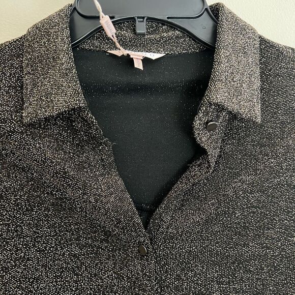 NYE Esqualo Gold / Black Button down Black with metallic gold Size XS Women NWT - Picture 5 of 16